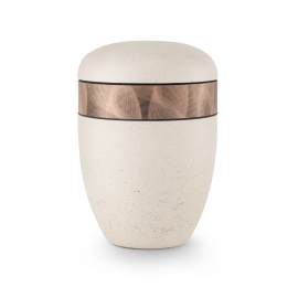 Terra-Jura Urne Edition Rocka, creme, Steinoptik geschliffen, Dekor Kupfereffekt, biol. abbaub. Terra-Jura Urne Edition Rocka, creme, Steinoptik geschliffen, Dekor Kupfereffekt, biol. abbaub.
