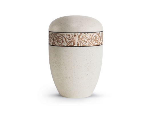 Terra-Jura Urne Edition Rocka, Muschelkalkbeschichtung creme, Reliefring kupfer
