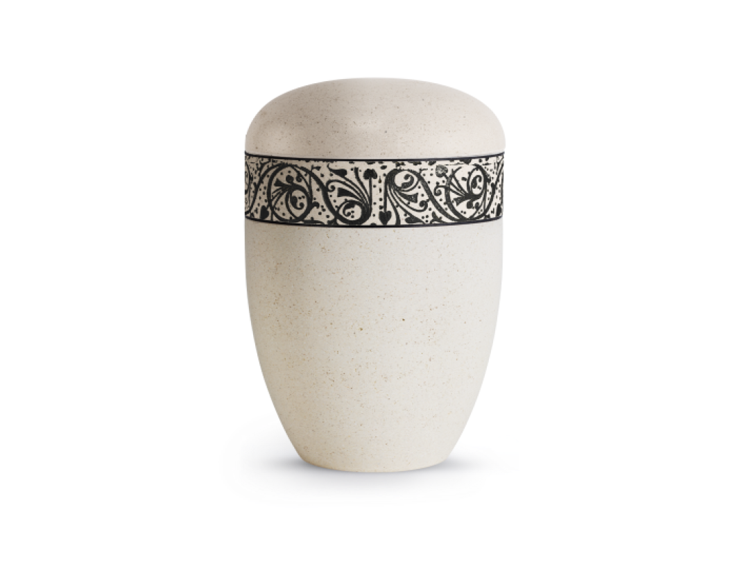 Terra-Jura Urne Edition Rocka, Muschelkalkbeschichtung creme, Reliefring schwarz