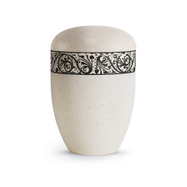 Terra-Jura Urne Edition Rocka, Muschelkalkbeschichtung creme, Reliefring schwarz