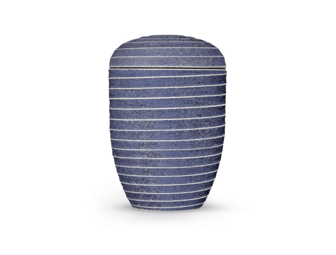 Terra-Jura Urne Edition Rocka, blau, gerillte Oberfläche in Steinoptik, biol. abbaub. Terra-Jura Urne Edition Rocka, blau, gerillte Oberfläche in Steinoptik, biol. abbaub.