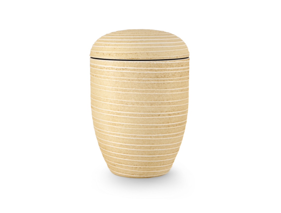 Terra-Jura Urne Edition Rocka, gelb, gerillte Oberfläche in Steinoptik, biol. abbaub. Terra-Jura Urne Edition Rocka, gelb, gerillte Oberfläche in Steinoptik, biol. abbaub.