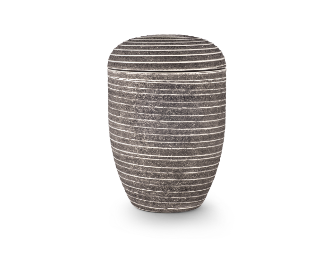 Terra-Jura Urne Edition Rocka, grau, gerillte Oberfläche in Steinoptik, biol. abbaub.