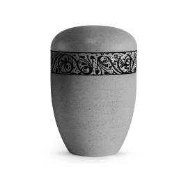 Terra-Jura Urne Edition Rocka, Muschelkalkbeschichtung betongrau, Reliefring schwarz Terra-Jura Urne Edition Rocka, Muschelkalkbeschichtung betongrau, Reliefring schwarz