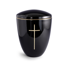 Edition Ceramica, tiefschwarz glänzend, poliertes Messingkreuz, Keramik Edition Ceramica, tiefschwarz glänzend, poliertes Messingkreuz, Keramik