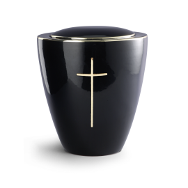 Edition Ceramica, tiefschwarz glänzend, poliertes Messingkreuz, Keramik Edition Ceramica, tiefschwarz glänzend, poliertes Messingkreuz, Keramik