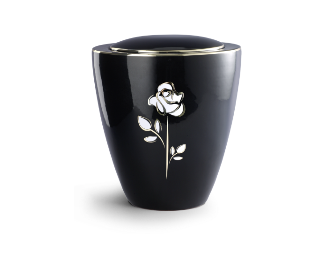 Edition Ceramica, tiefschwarz glänzend, Rose, Keramik