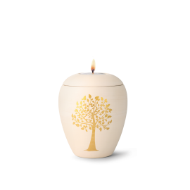 Edition Bianco, creme, Gedenklicht, Baum handbemalt, Keramik