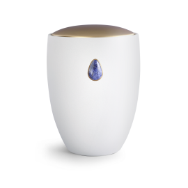 Edition Remember Me, Samton weiß, Deckel golden, eingelassener Sodalith, Keramik