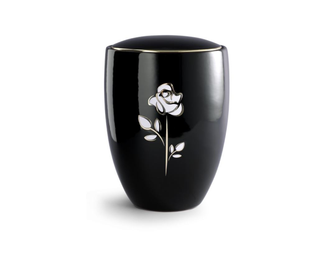 Edition Ceramica, tiefschwarz glänzend, Rose, Keramik