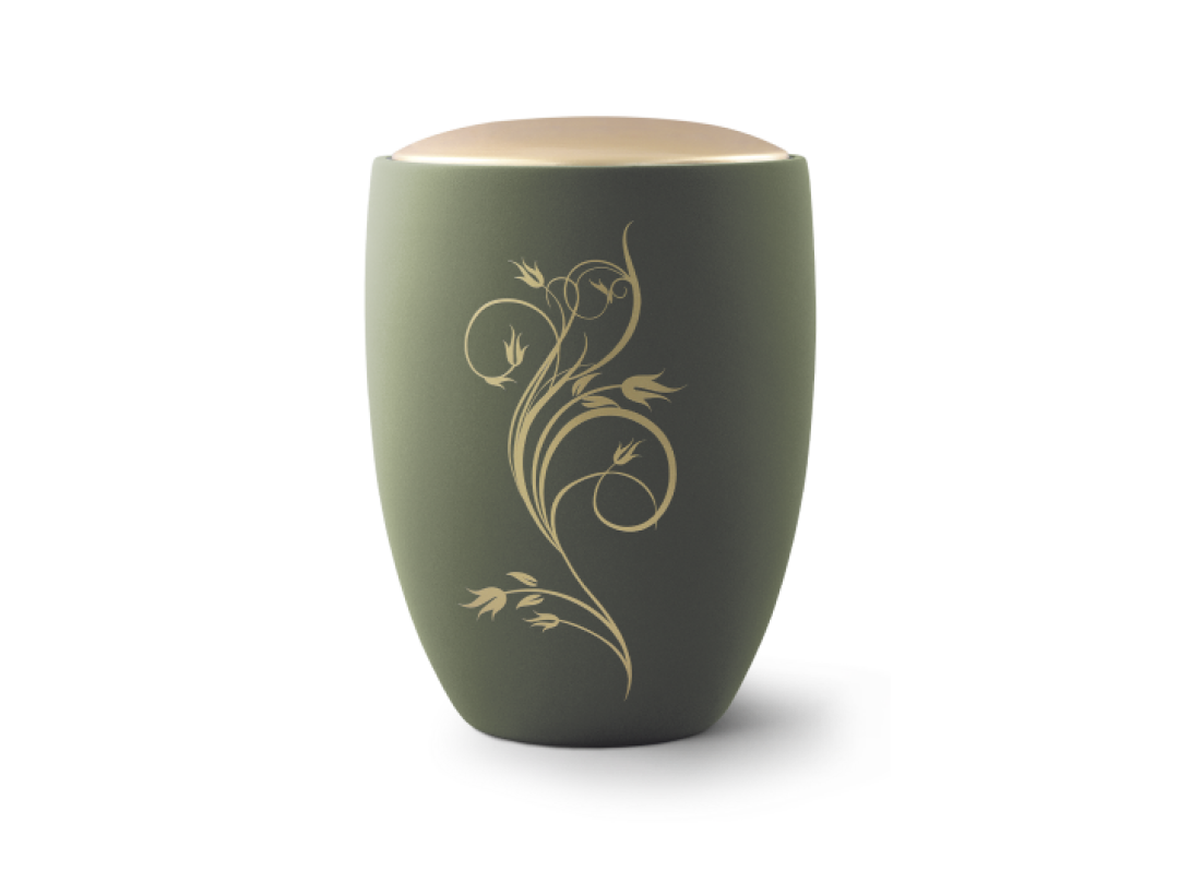 Edition Remember Me, Samton palmgrün, florales Ornament, Keramik Edition Remember Me, Samton palmgrün, florales Ornament, Keramik