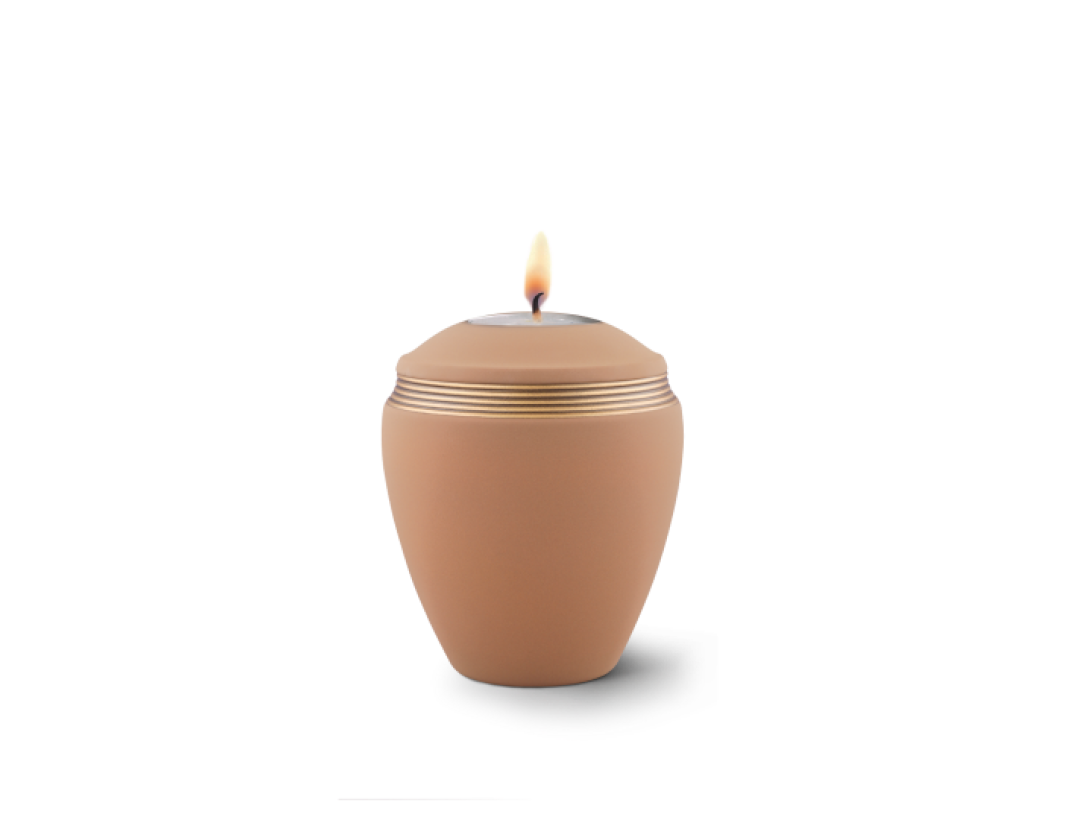 Edition Colour Line, Samtton sand - Gedenklicht, Handbemaltes Dekor altgold, Keramik