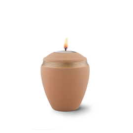 Edition Colour Line, Samtton sand - Gedenklicht, Handbemaltes Dekor altgold, Keramik