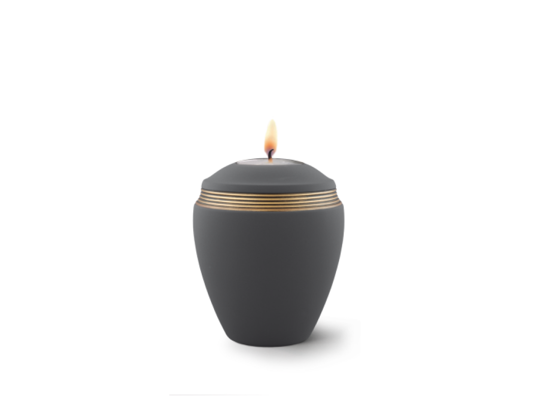 Edition Colour Line, Samtton graphit - Gedenklicht, Handbemaltes Dekor altgold, Keramik