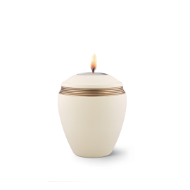 Edition Colour Line, Samtton creme - Gedenklicht, Handbemaltes Dekor altgold, Keramik