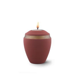 Edition Colour Line, Samtton rotbraun - Gedenklicht, Handbemaltes Dekor altgold, Keramik