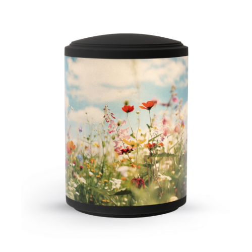 Edition Ventura, Samton schwarz, Band aus Pflanzenfasern, PEKA Motiv Blumenwiese