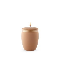 Edition Cleo, Samtton sand - Gedenklicht, Handbemaltes Dekor altgold, Keramik