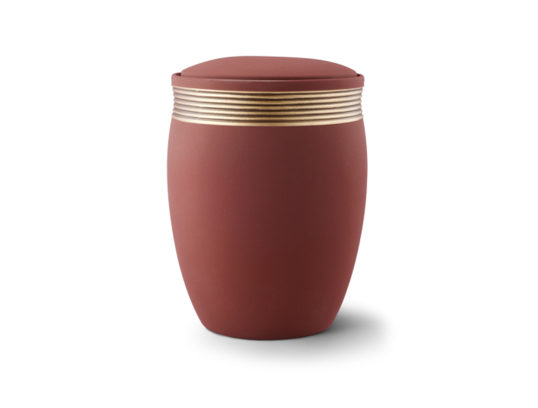Edition Cleo, Samton rotbraun, Handbemaltes Dekor altgold, Keramik