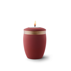 Edition Cleo, Samtton rotbraun - Gedenklicht, Handbemaltes Dekor altgold, Keramik