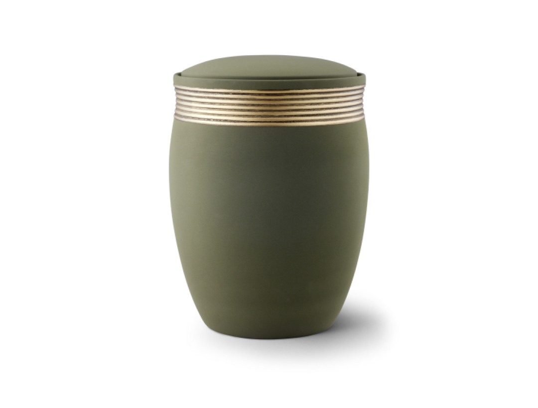 Edition Cleo, Samton palmgrün, Handbemaltes Dekor altgold, Keramik