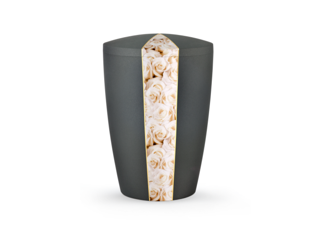 Edition Natura, anthrazit, weiße Rosen, biol. abbaub. Edition Natura, anthrazit, weiße Rosen, biol. abbaub.