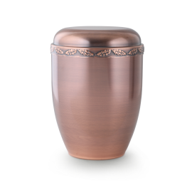 Kupfer-Urne, galvanisch gefärbt Eichenlaubzierband Kupfer-Urne, galvanisch gefärbt Eichenlaubzierband