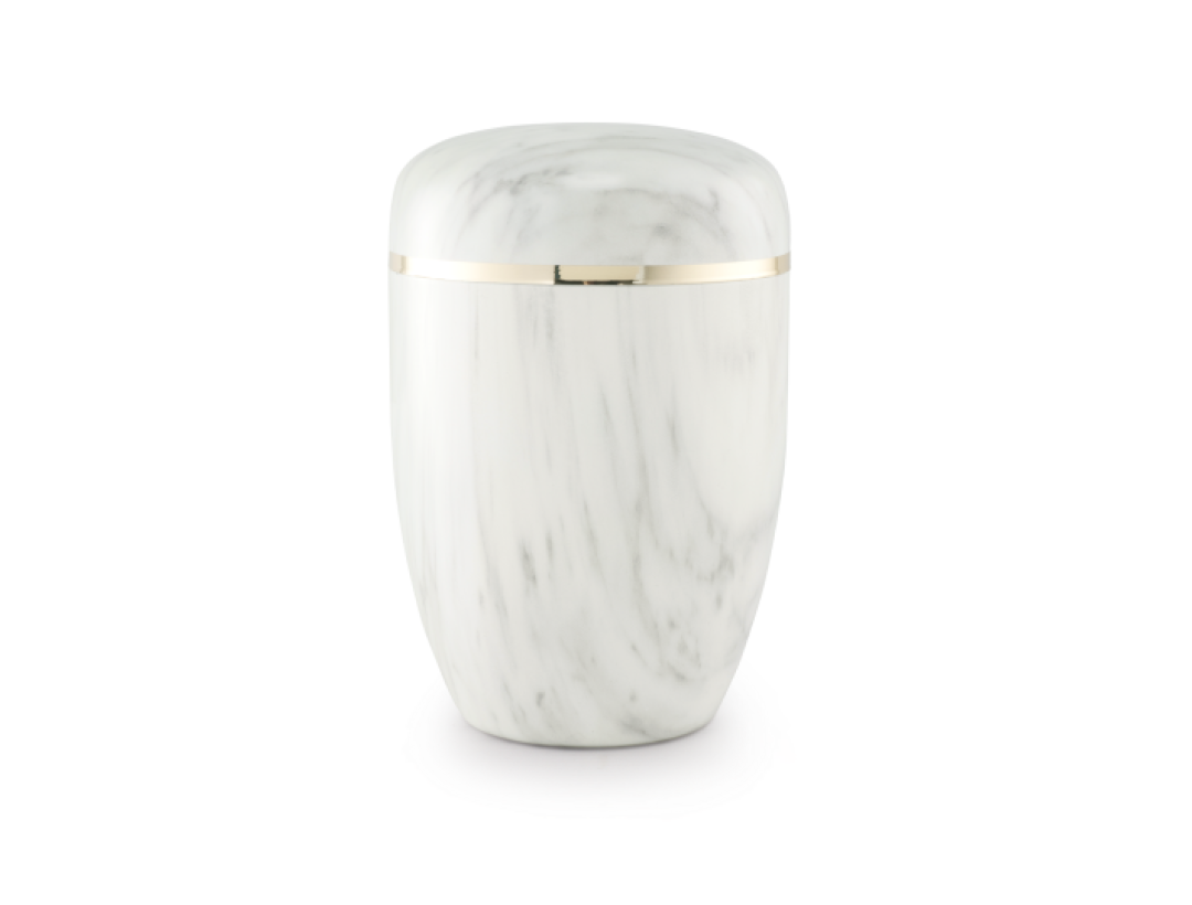 Stahl, Carrara-weiß marmoriert, Goldstreifen