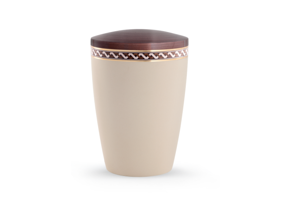 Edition Intarsia, creme/kastanienbraun, Wellen, biol. abbaub. Edition Intarsia, creme/kastanienbraun, Wellen, biol. abbaub.