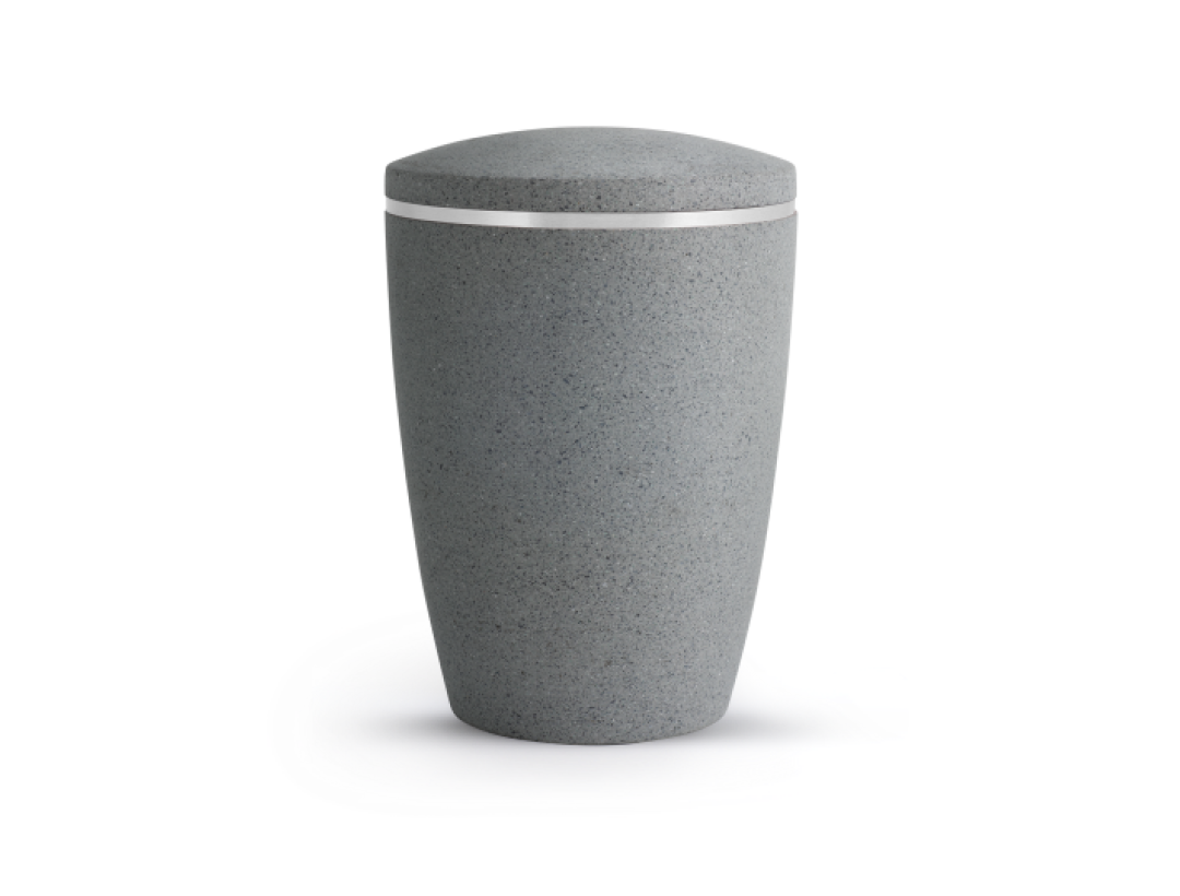 Terra-Jura Urne Edition Rocka, aus biol. abbaub.Komponenten, Steinoptik, betongrau, Silberband Terra-Jura Urne Edition Rocka, aus biol. abbaub.Komponenten, Steinoptik, betongrau, Silberband