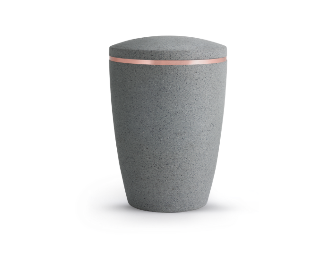 Terra-Jura Urne Edition Rocka aus biol. abbaub.Komponenten, Steinoptik, betongrau, Kupferband Terra-Jura Urne Edition Rocka aus biol. abbaub.Komponenten, Steinoptik, betongrau, Kupferband