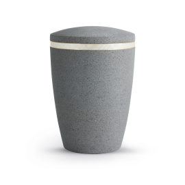 Terra-Jura Urne Edition Rocka aus biol. abbaub.Komponenten, Steinoptik, betongrau, zweifarbiges Band Perlmutt