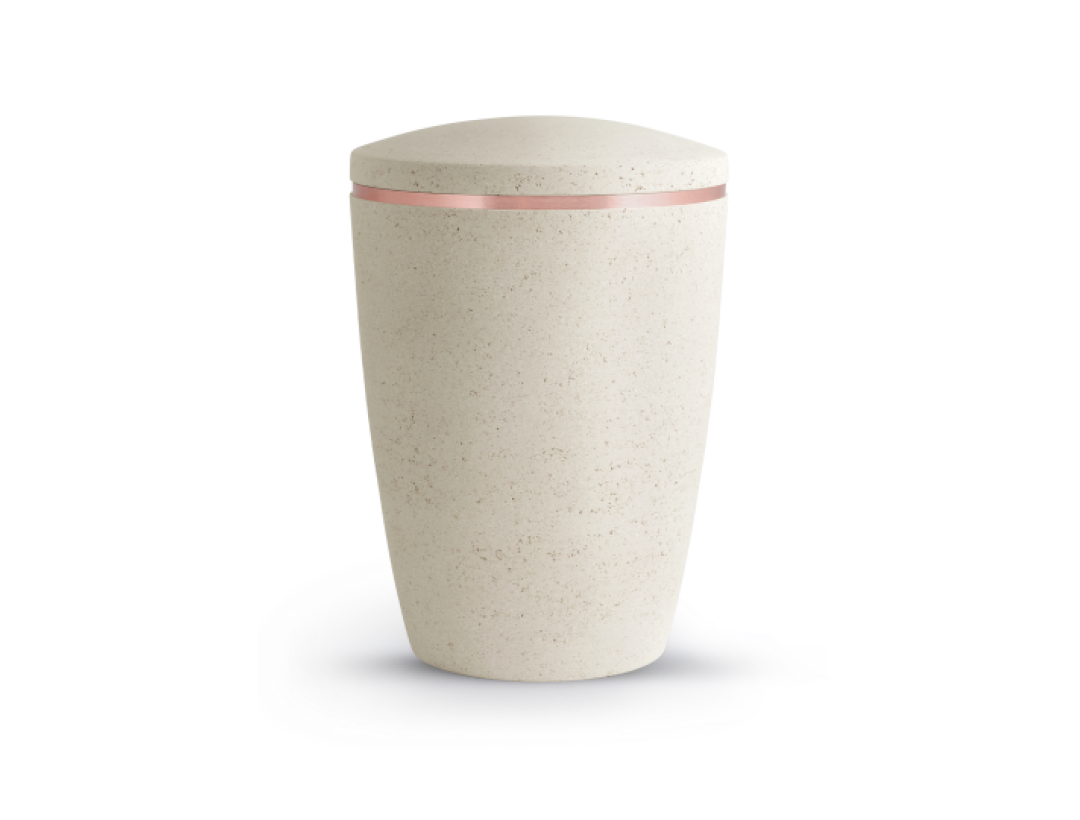 Terra-Jura Urne Edition Rocka aus biol. abbaub.Komponenten, Steinoptik, creme, Kupferband Terra-Jura Urne Edition Rocka aus biol. abbaub.Komponenten, Steinoptik, creme, Kupferband