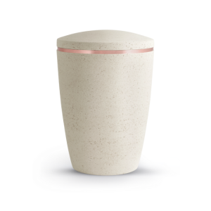Terra-Jura Urne Edition Rocka aus biol. abbaub.Komponenten, Steinoptik, creme, Kupferband