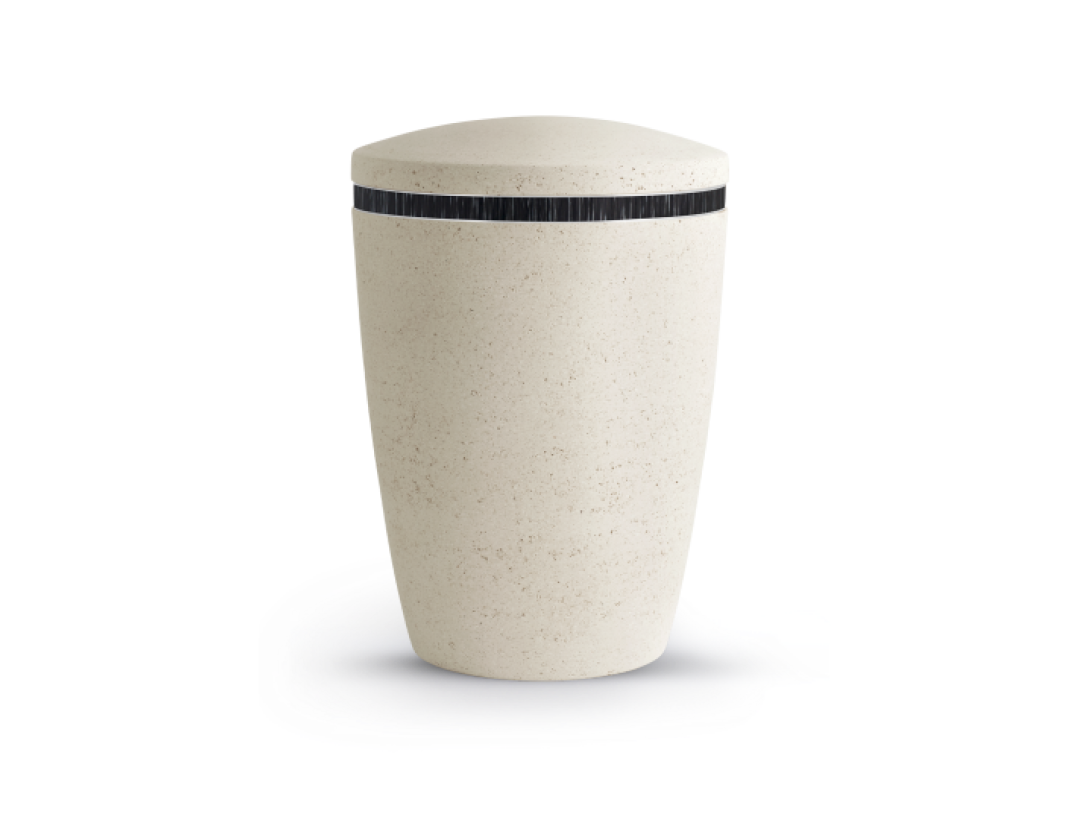 Terra-Jura Urne Edition Rocka aus biol. abbaub.Komponenten, Steinoptik, creme zweifarbiges Band Terra-Jura Urne Edition Rocka aus biol. abbaub.Komponenten, Steinoptik, creme zweifarbiges Band