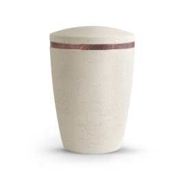 Terra-Jura Urne Edition Rocka aus biol. abbaub.Komponenten, Steinoptik, creme zweifarbiges Band, Kupfer