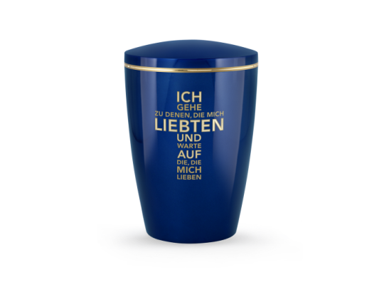 Edition D'artiste, hochglanz königsblau, Textkreuz, biol. abbaub.