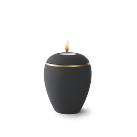 Edition Colour Line, Samtton graphit - Gedenklicht, altgold Dekorstreifen, Keramik