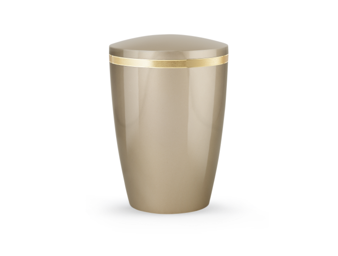 Edition Alicante, hochglanz champagner, Goldstreifen matt/glänzend, biol. abbaub. Edition Alicante, hochglanz champagner, Goldstreifen matt/glänzend, biol. abbaub.