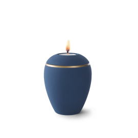 Edition Colour Line, Samtton marine - Gedenklicht, altgold Dekorstreifen, Keramik