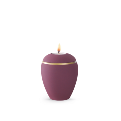 Edition Colour Line, Samtton burgund - Gedenklicht, altgold Dekorstreifen, Keramik
