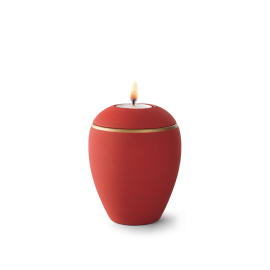 Edition Colour Line, Samtton rubin - Gedenklicht, altgold Dekorstreifen, Keramik