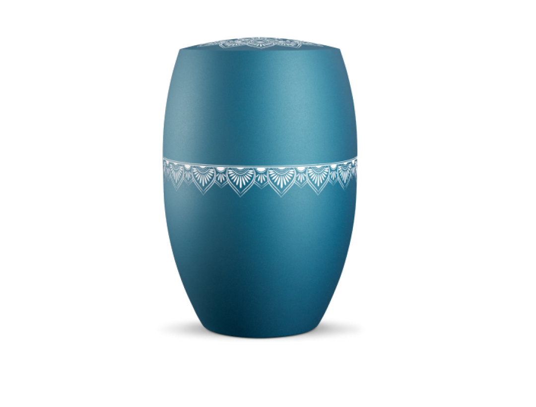 Infinity Mandala, velvet Arctic Türkis, Mandala auf dem Deckel und umlaufend Infinity Mandala, velvet Arctic Türkis, Mandala auf dem Deckel und umlaufend