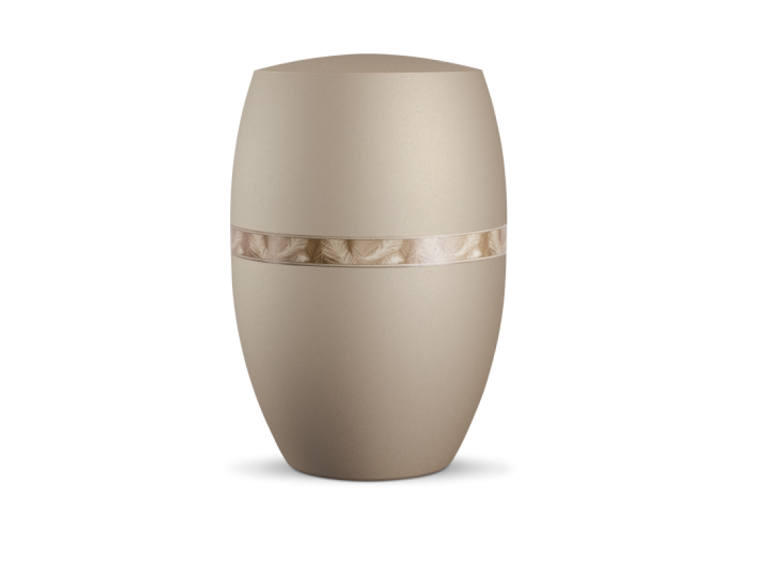 Infinity Papyrus, velvet Champagner, Dekor aus Grasfasern Federn