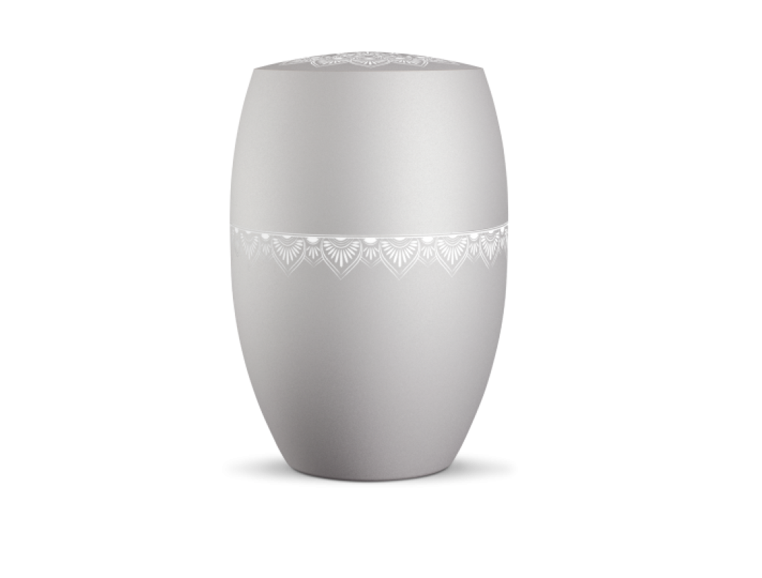 Infinity Mandala, velvet Silbergrau, Mandala auf dem Deckel und umlaufend Infinity Mandala, velvet Silbergrau, Mandala auf dem Deckel und umlaufend