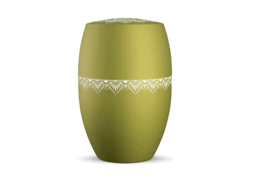 Infinity Mandala, velvet Peridot, Mandala auf dem Deckel und umlaufend Infinity Mandala, velvet Peridot, Mandala auf dem Deckel und umlaufend