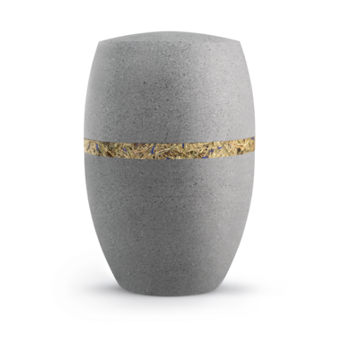Edition Rocka, Infinity, Muschelkalkbeschichtung betongrau, Dekor aus Gräsern