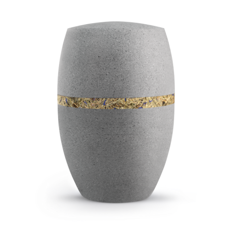 Edition Rocka, Infinity, Muschelkalkbeschichtung betongrau, Dekor aus Gräsern