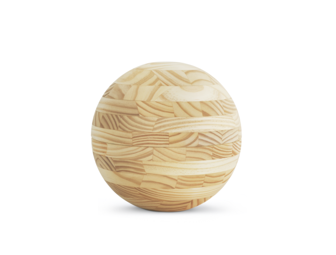 Edition Alea, Pinie kreuzverleimt / geölt, Kugelform, mit Aschebeutel und Naturfasernetz Edition Alea, Pinie kreuzverleimt / geölt, Kugelform, mit Aschebeutel und Naturfasernetz