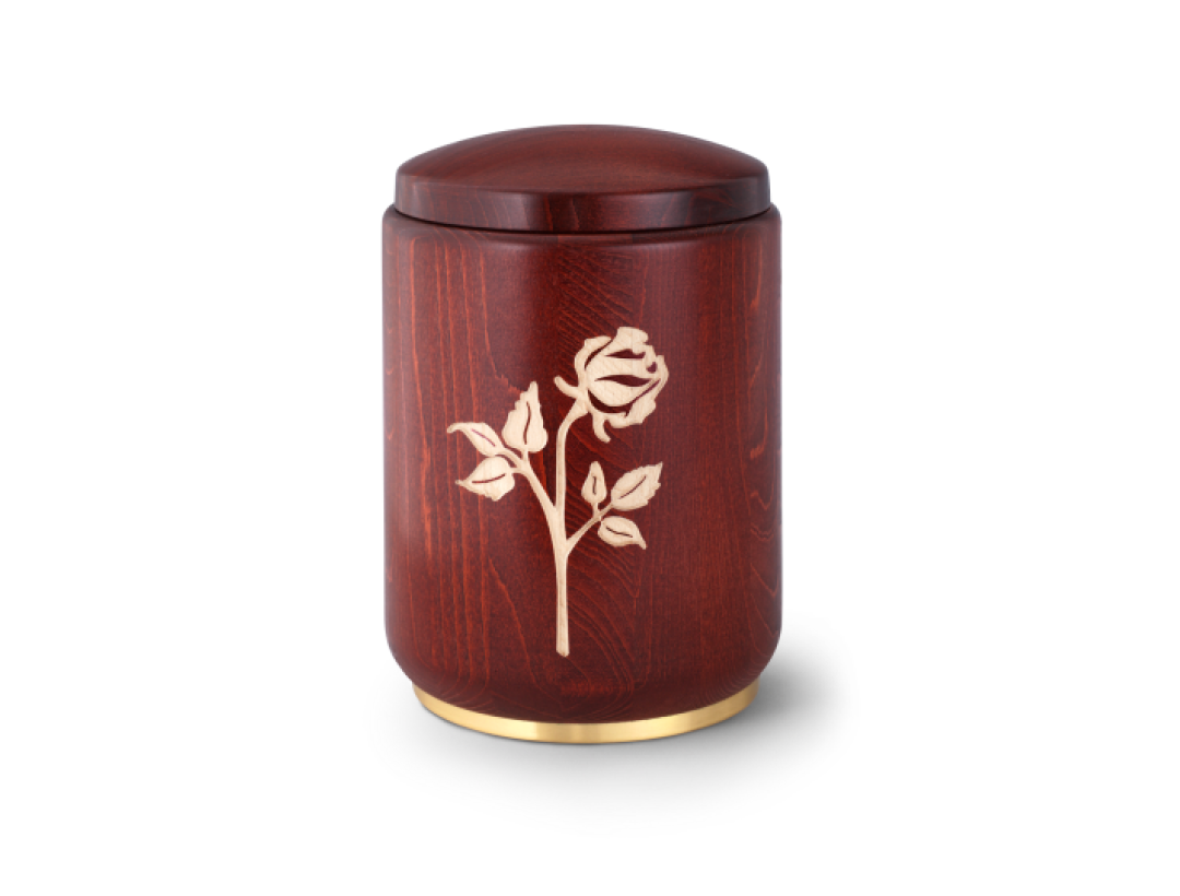 Edition Roma, Buche - mahagoni gebeizt, Rose, Messingsockel Edition Roma, Buche - mahagoni gebeizt, Rose, Messingsockel